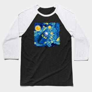 Beautiful Blue Phone booth Starry night digital art Baseball T-Shirt